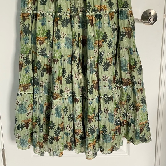 Laraethnics l Cheetah Print Skirt Elastic Waist Tassel Tiered Skirt 35761 - Picture 6 of 14